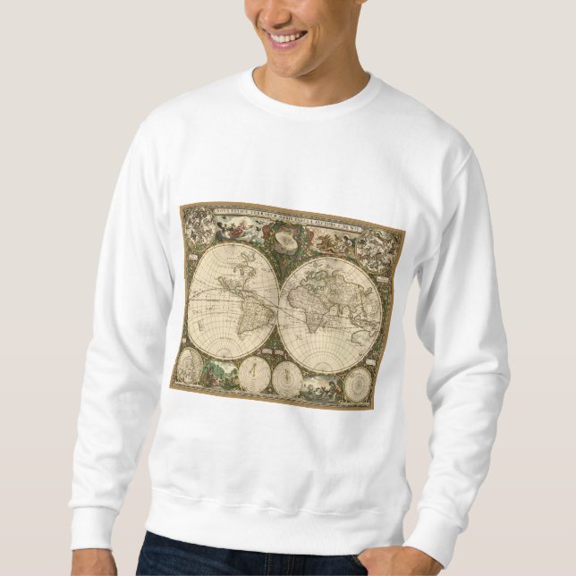 Sweatshirt Carte du monde 1660 par Frederick de Wit (Devant)