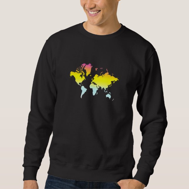 Sweatshirt Carte du monde colorée (Devant)