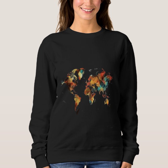 Sweatshirt Carte du monde cubiste (Devant)