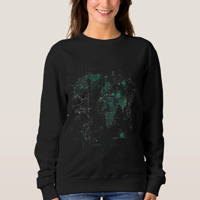 Sweatshirt Carte du monde futuriste (Devant)