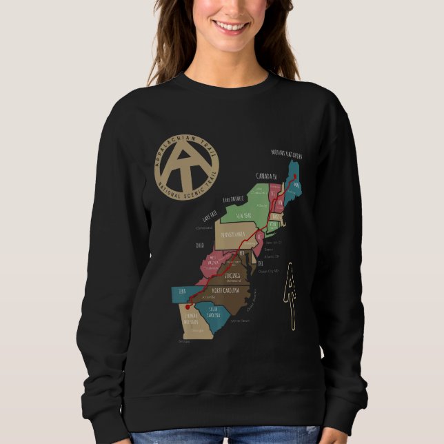 Sweatshirt Carte du Randonnée du sentier des Appalaches (Devant)