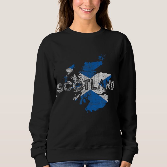 Sweatshirt Carte écossaise et souvenir du drapeau - Distresse (Devant)