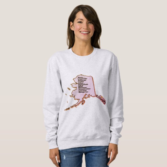 Sweatshirt Carte et faits de l'Alaska (Devant entier)