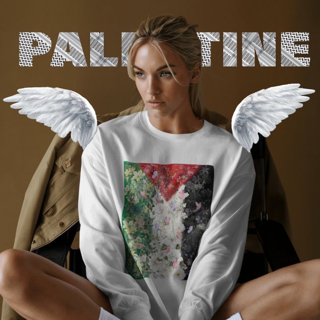Sweatshirt Carte florale de la Palestine - Carte gratuite de  (Cute Palestine Map Sweatshirt In Floral Design, This Free Palestine Map Shirt is creative, Save Gaza)