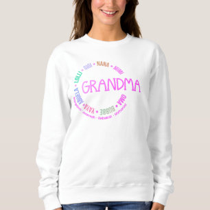 Sweatshirt Carte GRANDMA Nana Mimi Gigi Pastel Fête des Mères