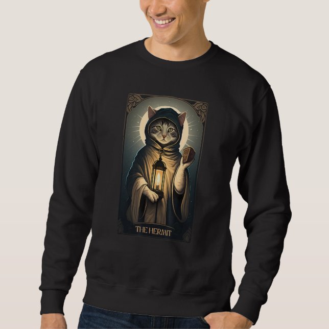 Sweatshirt Carte graphique Hermit Cat Tarot Card pour Amoureu (Devant)
