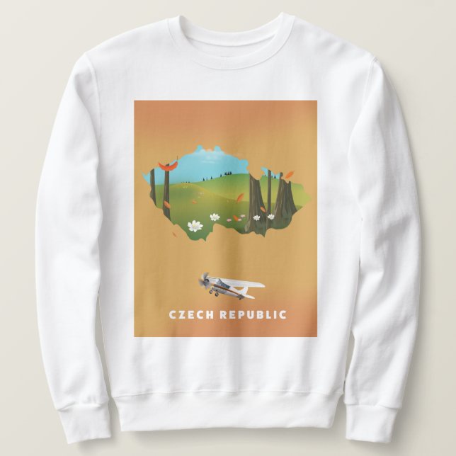 Sweatshirt Carte République tchèque Affiche illustrée. (Design devant)