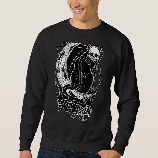 Sweatshirt Carte Tarot Crescent Moon Et Cat Graphique (Devant)