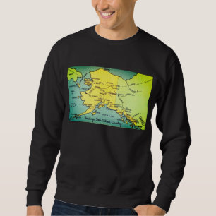 Sweatshirt Carte vintage de l'Alaska - Détroit de Bering, Nom