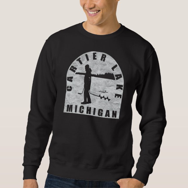 Sweatshirt Cartier Lake Ice Fishing Michigan (Devant)