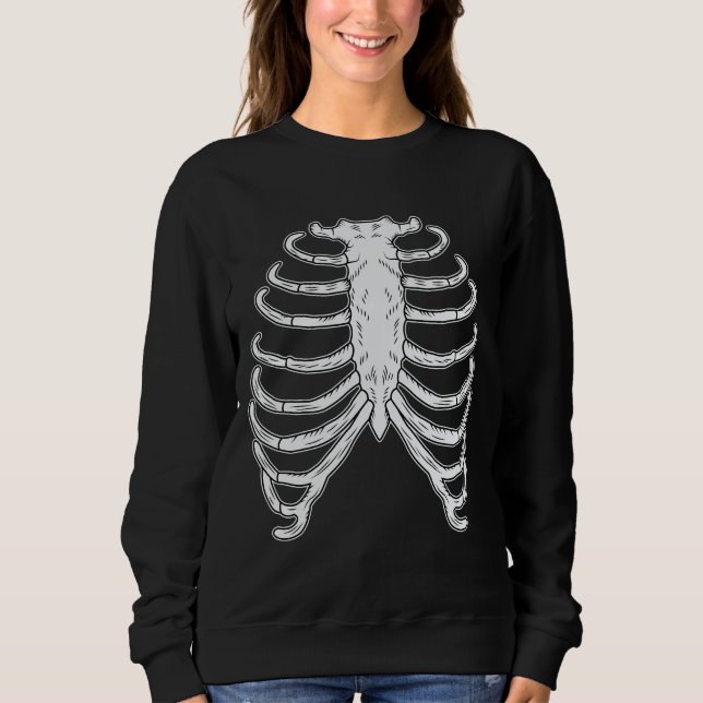 Sweatshirt Cartographie Halloween Cage Rib Humain Skeleton Bo (Devant)