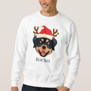 Sweatshirt Carton Rottweiler Santa hat personnalisé