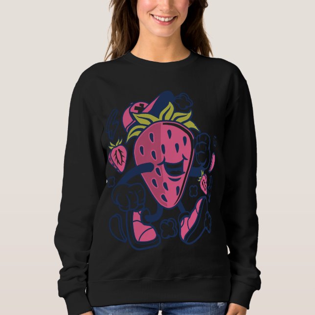 Sweatshirt Cartoon Fruit fraise Caractère drôle (Devant)