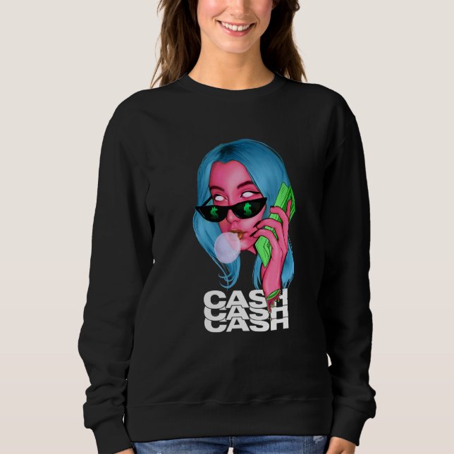 Sweatshirt Cash Girl - Triste Edgy Streetwear esthétique (Devant)