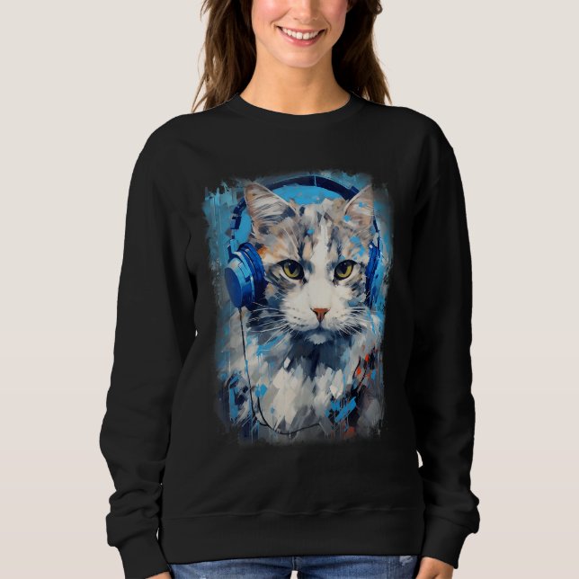 Sweatshirt Casque Rave EDM Ragamuffin Chat (Devant)