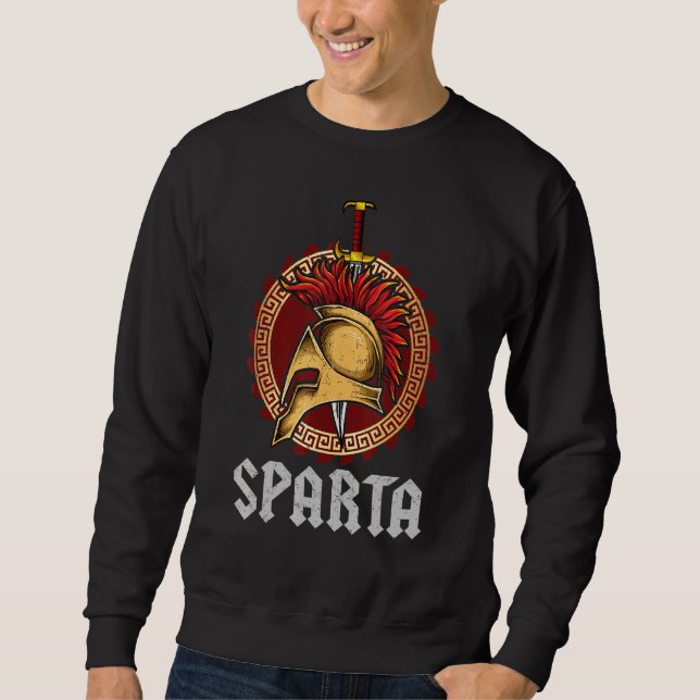 Sweatshirt Casque Sparta Bouclier Spartan Et Épée Grèce Warr (Devant)
