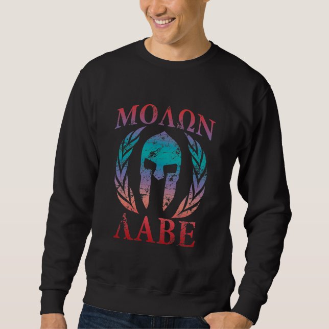 Sweatshirt Casque spartiate grunge de Molon Labe (Devant)
