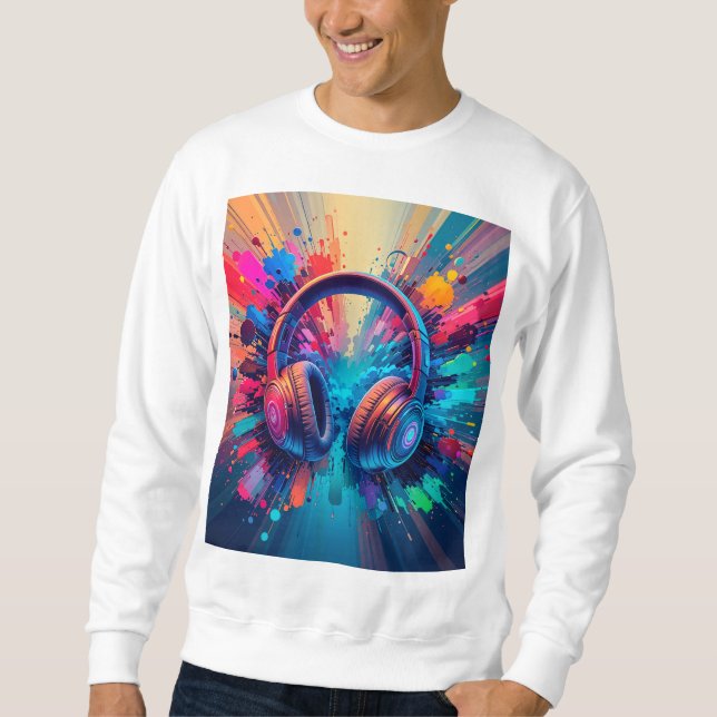 Sweatshirt 🎧 Casques Audio Vibrants Avec Projections de Pein (Devant)