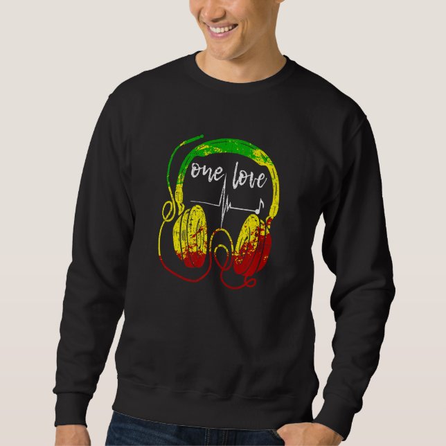 Sweatshirt Casques jamaïcains Rasta Reggae Music (Devant)