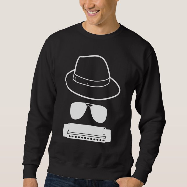 Sweatshirt Casquette Et Lunettes De Soleil Harmonica Player (Devant)