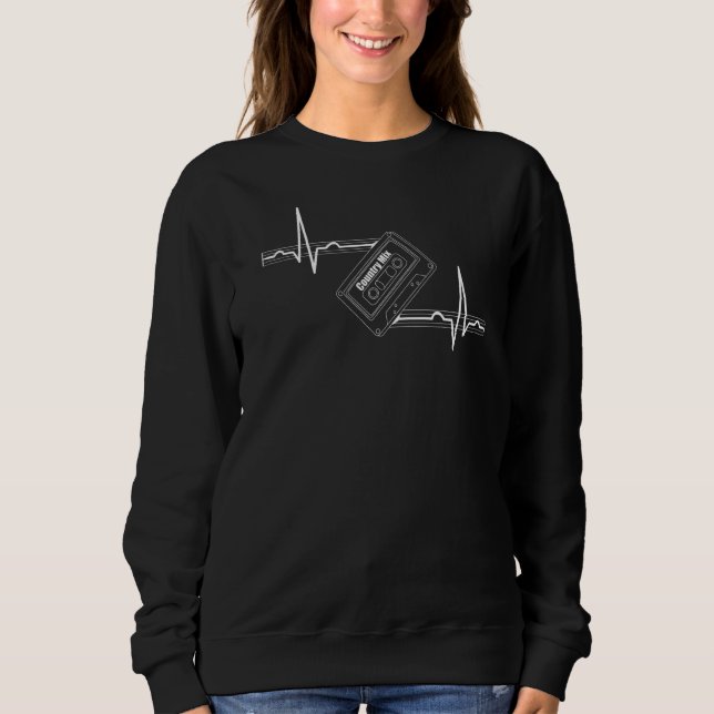 Sweatshirt Cassette Heartbeat Country Music Mix Retro Musicia (Devant)