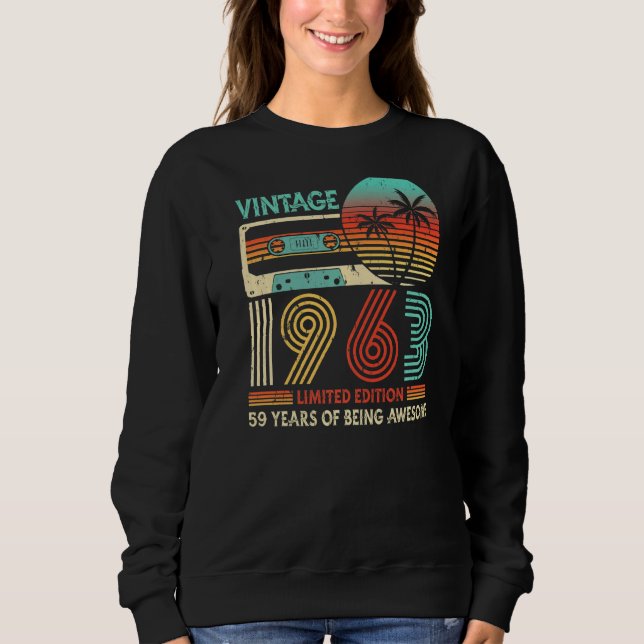 Sweatshirt Cassette vintage 1963 59e anniversaire Rétro (Devant)