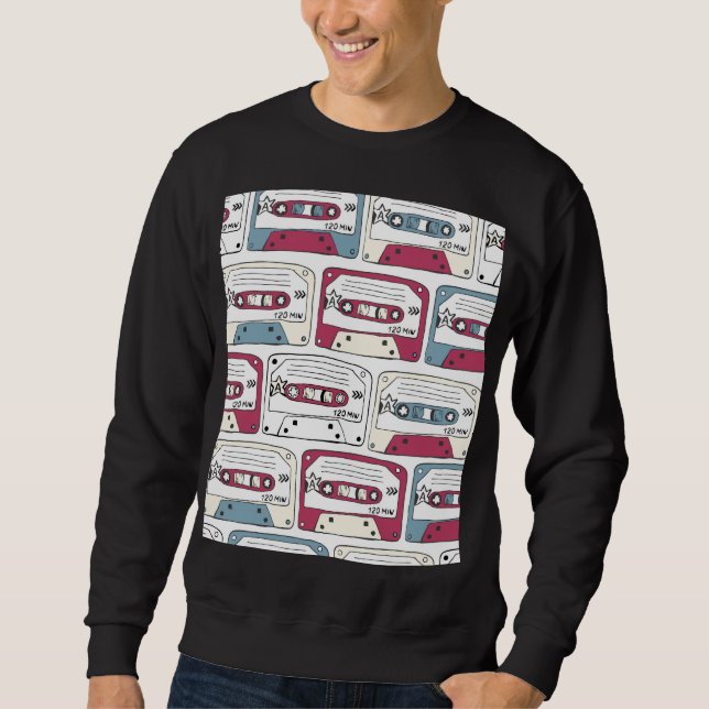Sweatshirt Cassettes de musique rétro : Arrière - plan de roc (Devant)