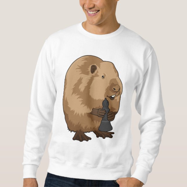 Sweatshirt Castor au jeu d'échecs avec pièce d'échecs Évêque (Devant)