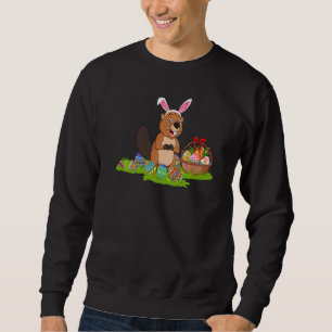 Sweatshirt Castor Chasse aux oeufs de Pâques Bunny Beaver Pâq