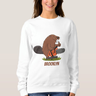 Sweatshirt Castor drôle avec humour de dessin animé de tronço