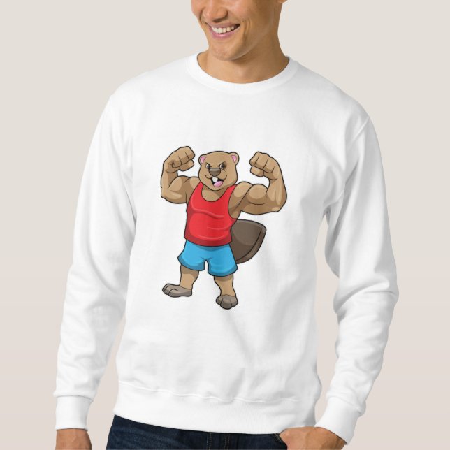 Sweatshirt Castor en Bodybuilder avec gros bras (Devant)