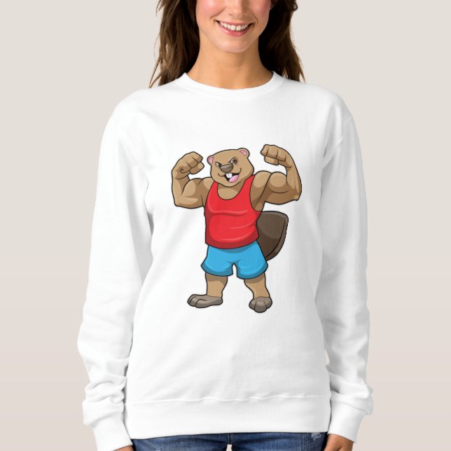 Sweatshirt Castor en Bodybuilder avec gros bras (Devant)