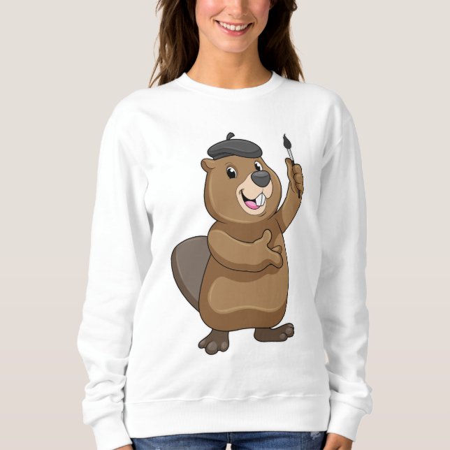 Sweatshirt Castor en peintre avec pinceau (Devant)