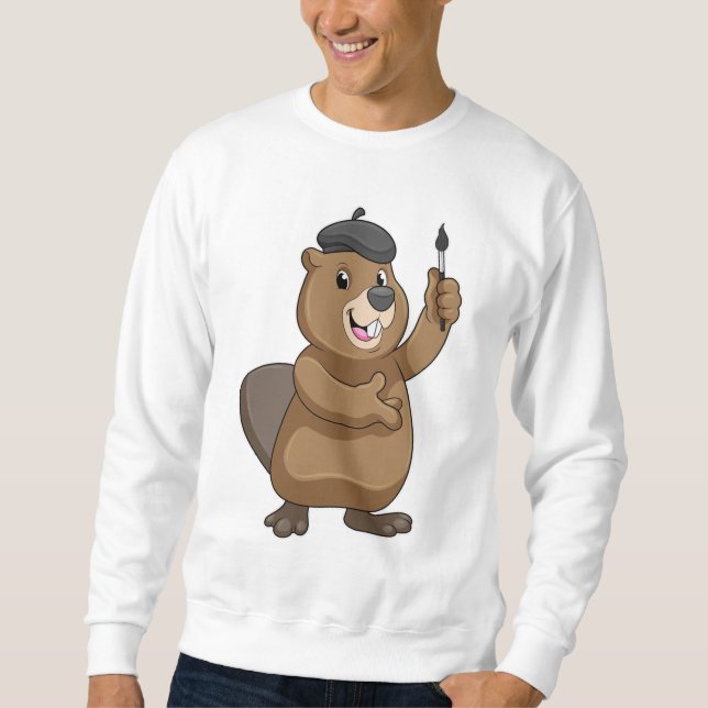 Sweatshirt Castor en peintre avec pinceau (Devant)