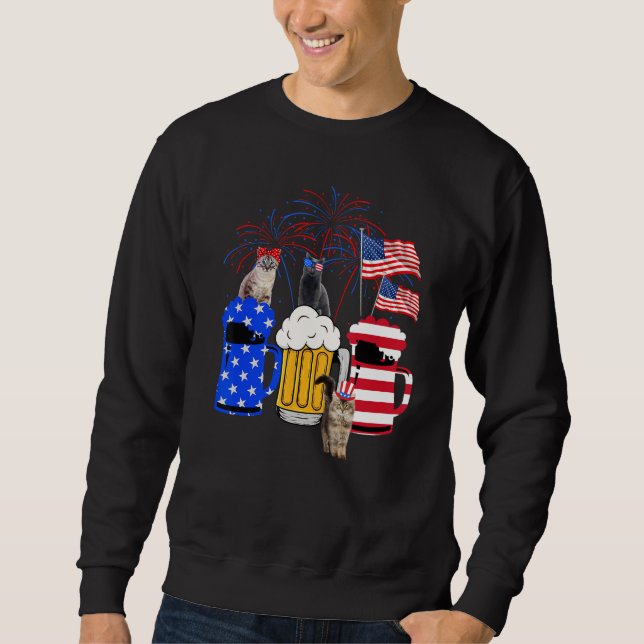 Sweatshirt Cat 4th Of July Costumes Red White Blue Beer Glass (Devant)