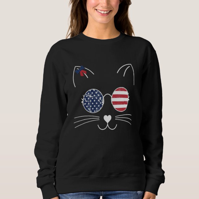 Sweatshirt Cat American Flag America USA 4th of July (Devant)