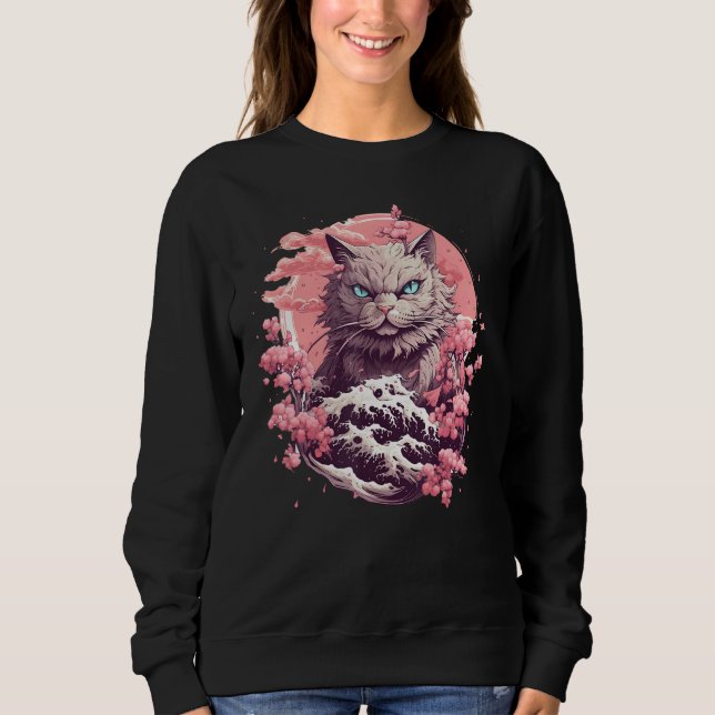 Sweatshirt Cat Among Cherry Blossoms  Japanese Cat (Devant)