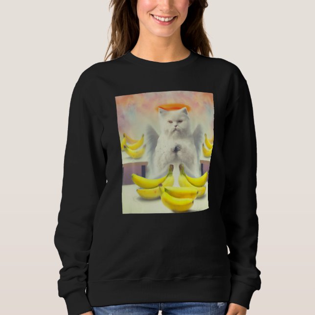 Sweatshirt Cat angel artwork meow kitty portrait cute banana  (Devant)
