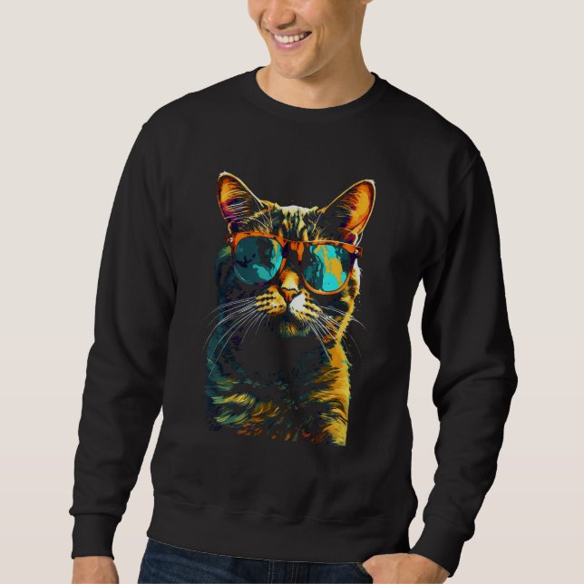 Sweatshirt Cat Artwork  Sunglasses Animal Cat (Devant)