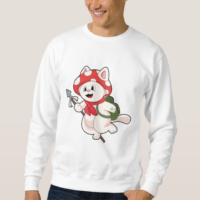 Sweatshirt Cat as Mushroom picker with Mushroom (Devant)