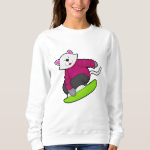 Sweatshirt Cat as Snowboarder