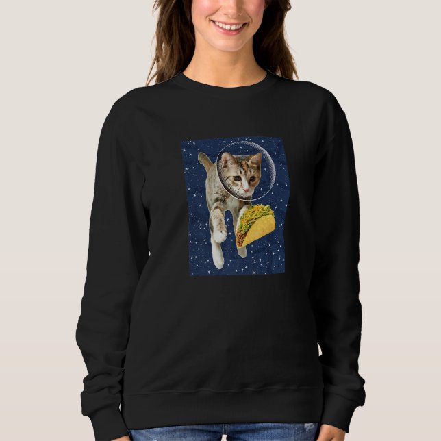 Sweatshirt Cat Astronaut Taco in Space Funny Mexican Food Kit (Devant)