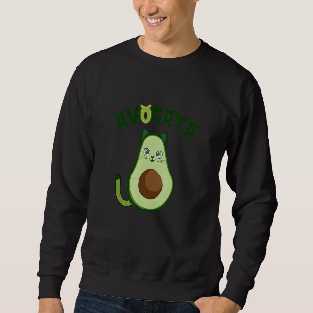 Sweatshirt Cat Avogata Cute and  Avocado Cat Aguacate Gato (Devant)