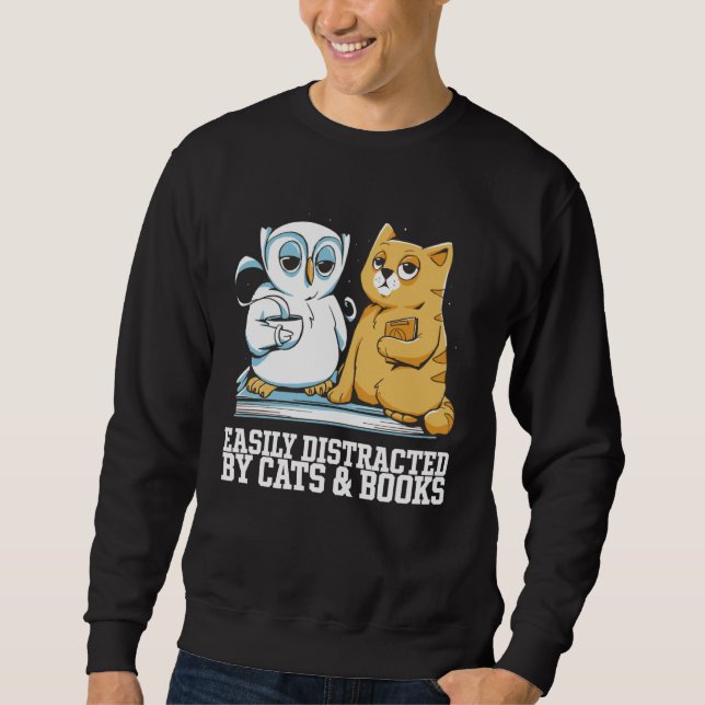 Sweatshirt Cat books  Cat bookworm  Cat book (Devant)