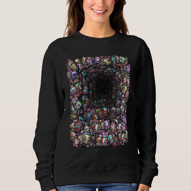Sweatshirt Cat Bots Squared  Cute Alien Cat Robots Optical Il (Devant)