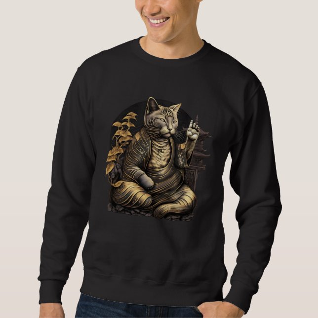 Sweatshirt Cat Buddha Zen (Devant)