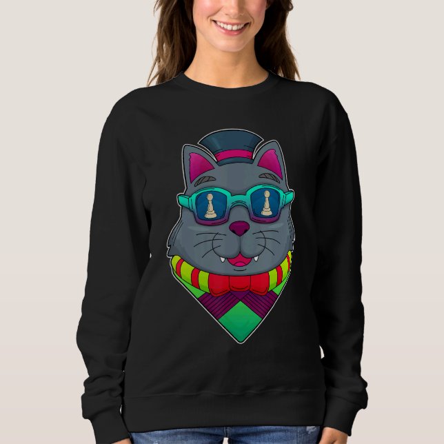 Sweatshirt Cat Chess pieces Chess Board game (Devant)
