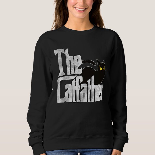 Sweatshirt Cat Dad The Catfather Crazy Black Cat Father Kitty (Devant)