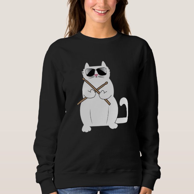 Sweatshirt Cat Drummer Music   Musician Instrumentalist Kitty (Devant)