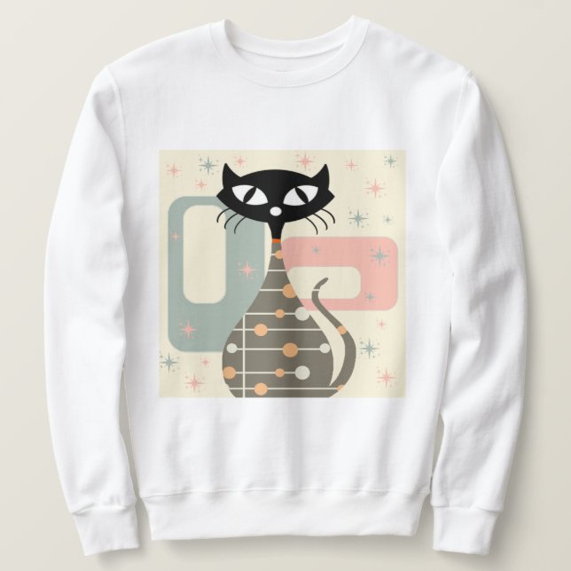 Sweatshirt Cat du milieu du siècle moderne (Design devant)